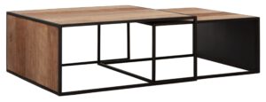 Coffee Table Cosmo Square, Set Of 2,35x80x80 Cm, Recycled Teakwood
