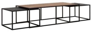 Coffee Table Cosmo Rectangular, Set Of 3,35x110x60 Cm, Recycled Teakwood