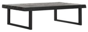 Coffee Table Beam Rectangular BLACK,35x120x80 Cm, 6 Cm Recycled Teakwood Top