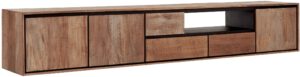 Hanging TV Stand Metropole Extra Large, 3 Doors, 3 Drawers, Open Rack,40x235x40 Cm, Recycled Teakwood