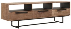 TV Stand Odeon No.1, 3 Drawers, 3 Open Racks,58x185x40 Cm, Recycled Teakwood