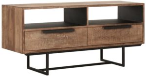 TV Stand Odeon No.1, 2 Drawers, 2 Open Racks,58x125x40 Cm, Recycled Teakwood