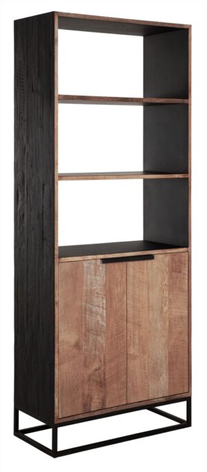 Bookcase Cosmo, 2 Doors, 3 Open Racks,200x80x40 Cm, Recycled Teakwood