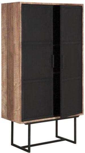 Cupboard Odeon Low, 2 Metal Doors,150x80x40 Cm, Recycled Teakwood